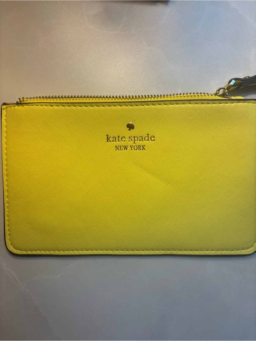 kate spade New York Bright Yellow Saffiano Wristlet